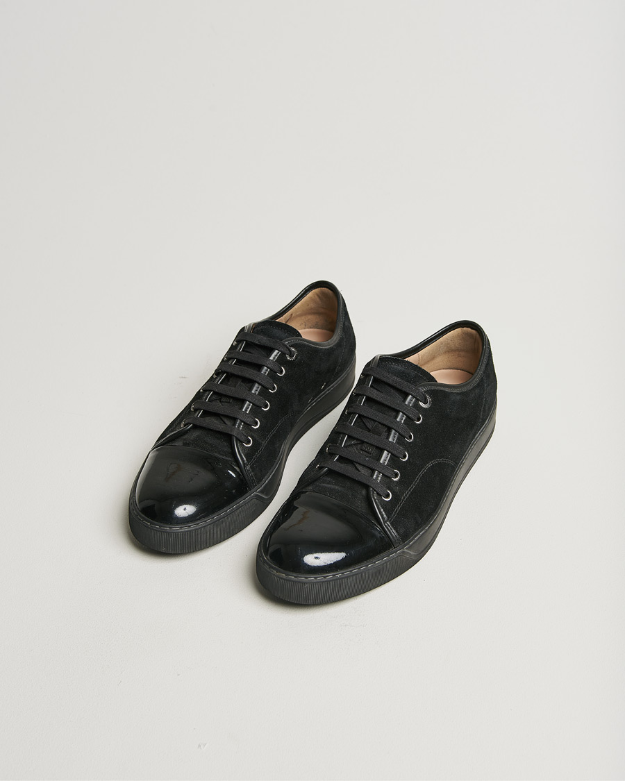 Heren | Lanvin Patent Cap Toe Sneaker Black/Black | Pre-owned | Lanvin Patent Cap Toe Sneaker Black/Black