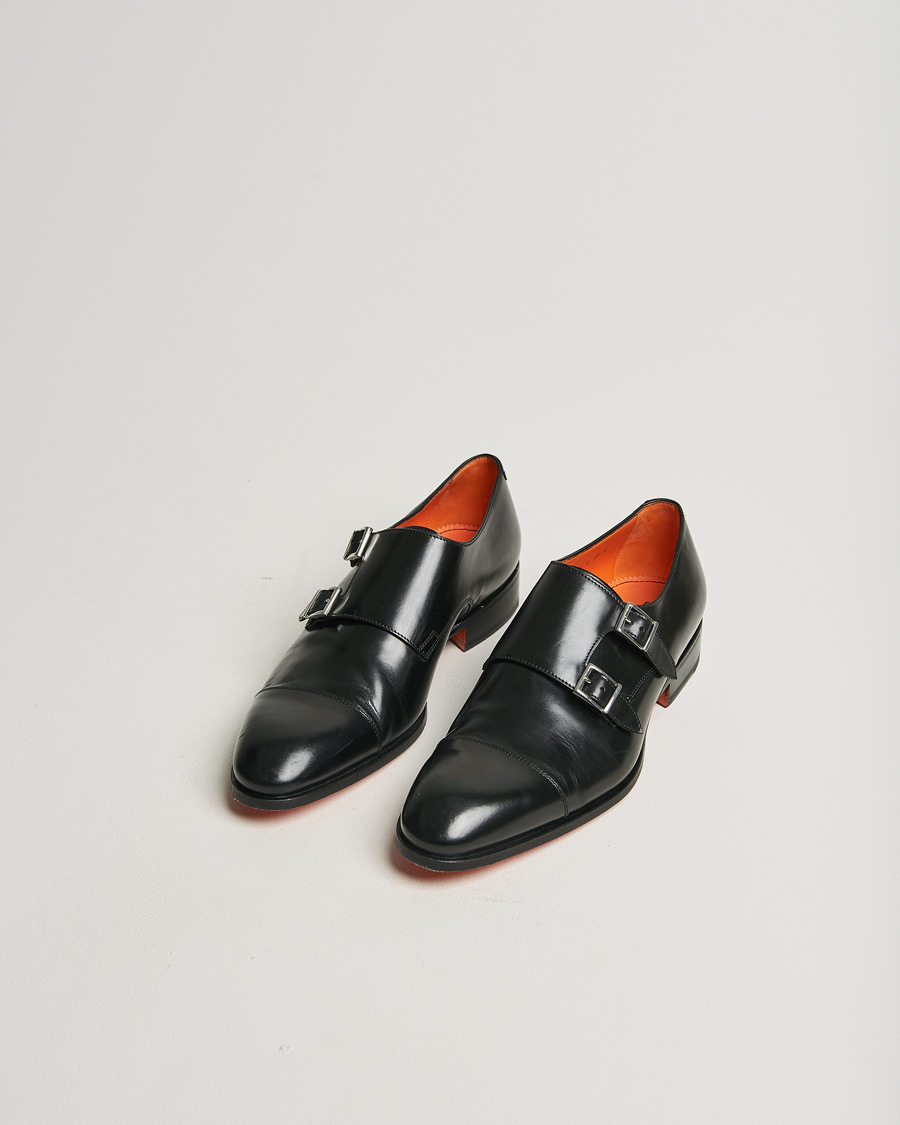 Heren | Santoni Blake Double Monk Black Calf | Pre-owned | Santoni Blake Double Monk Black Calf