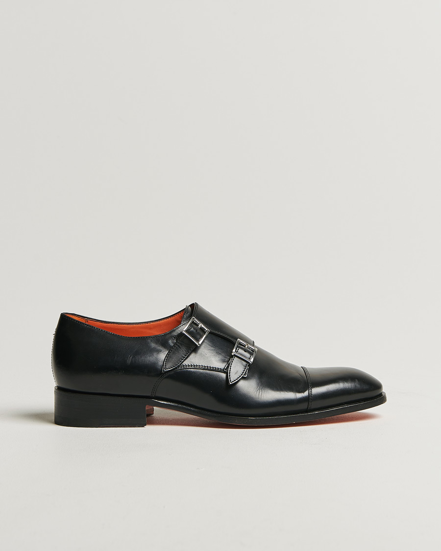 Heren | Santoni Blake Double Monk Black Calf | Pre-owned | Santoni Blake Double Monk Black Calf