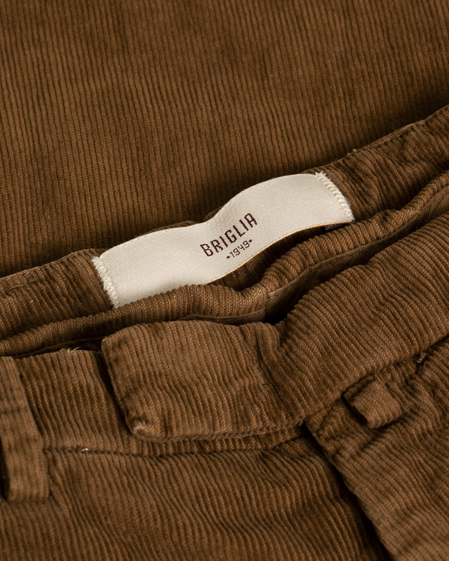 Heren | Broeken | Pre-owned | Briglia 1949 Slim Fit Corduroy Trousers Light Brown 48