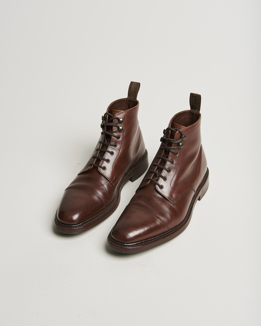 Heren | Loake 1880 Roehampton Boot Dk Brown Burnished Calf | Pre-owned | Loake 1880 Roehampton Boot Dk Brown Burnished Calf