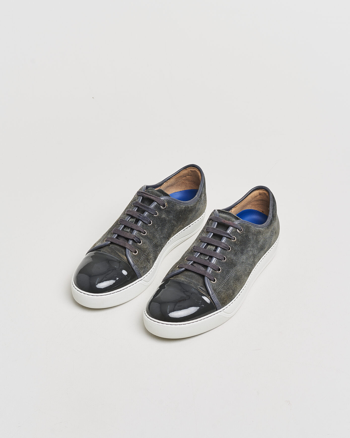 Heren | Pre-owned Schoenen | Pre-owned | Lanvin DBB1 Patent Cap Toe Sneaker Dark Grey UK10 - EU44