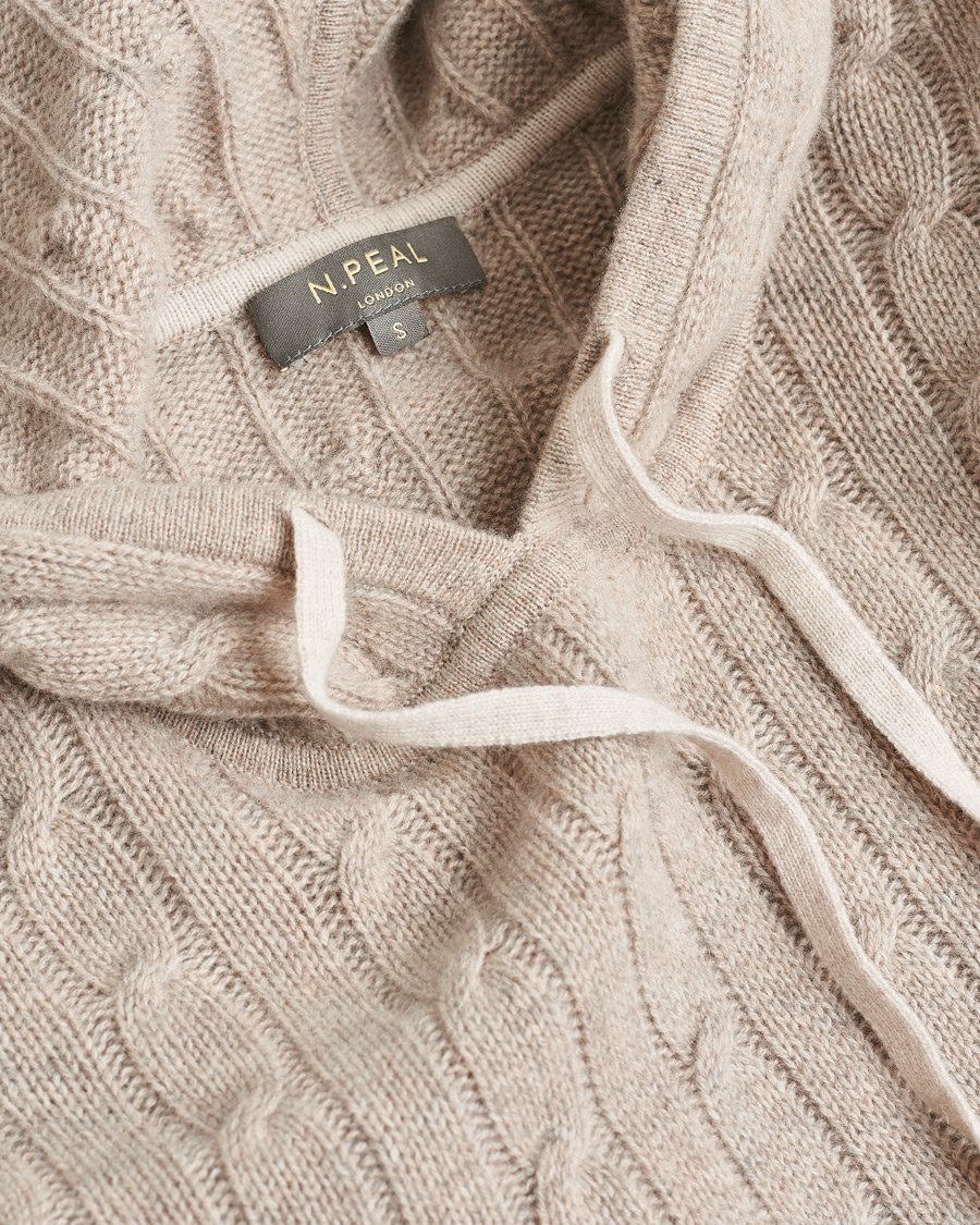 Heren | Pre-owned Truien | Pre-owned | N. Peal Cable Cashmere Hoodie Beige S