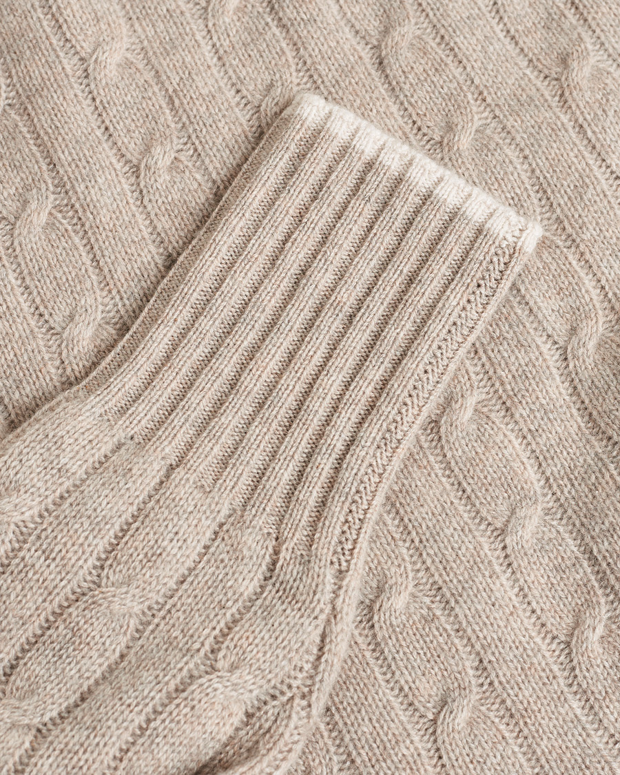 Heren | Pre-owned Truien | Pre-owned | N. Peal Cable Cashmere Hoodie Beige S