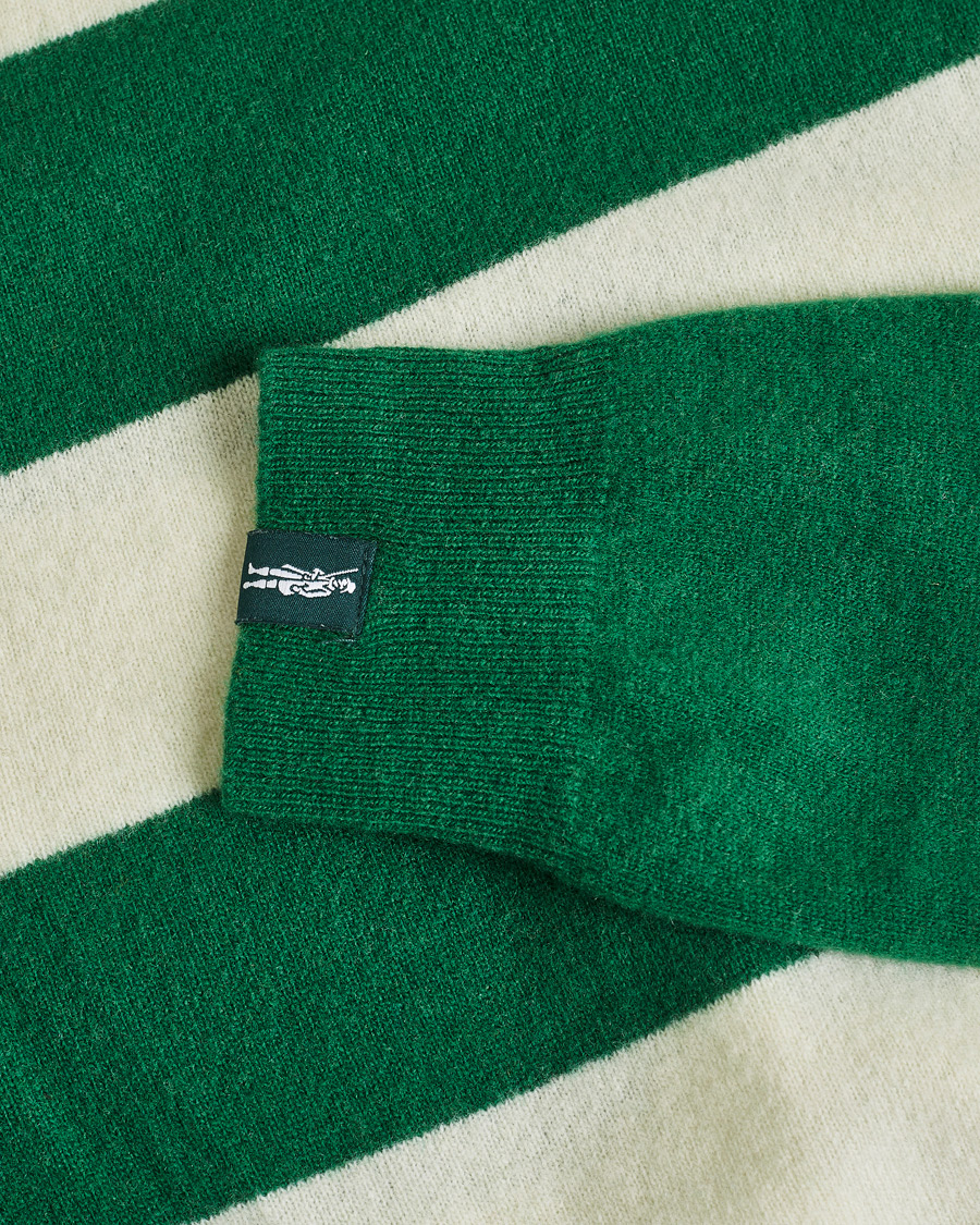 Heren | Mackintosh Knitted Wool Rugby Sweater Green/White | Pre-owned | Mackintosh Knitted Wool Rugby Sweater Green/White