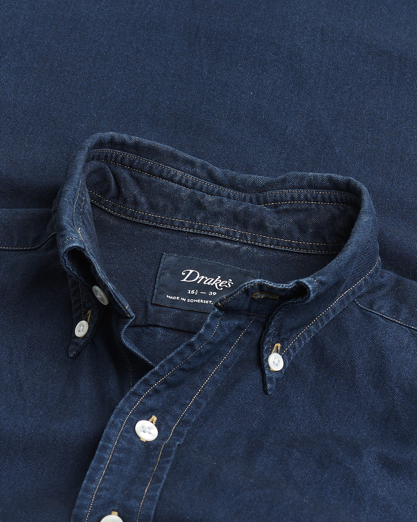 Heren | Pre-owned Overhemden | Pre-owned | Drake's The American Flap B.O Oxford Shirt Navy 15,5(39 - M)