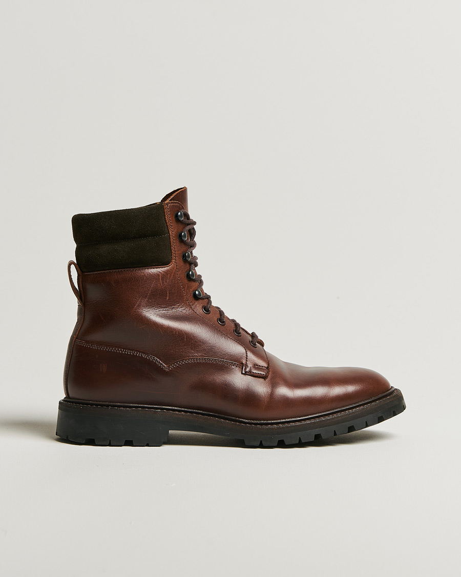 Heren | Laarzen | Pre-owned | Crockett & Jones Ross Boot Vibram Sole Dark Brown Waxed Calf