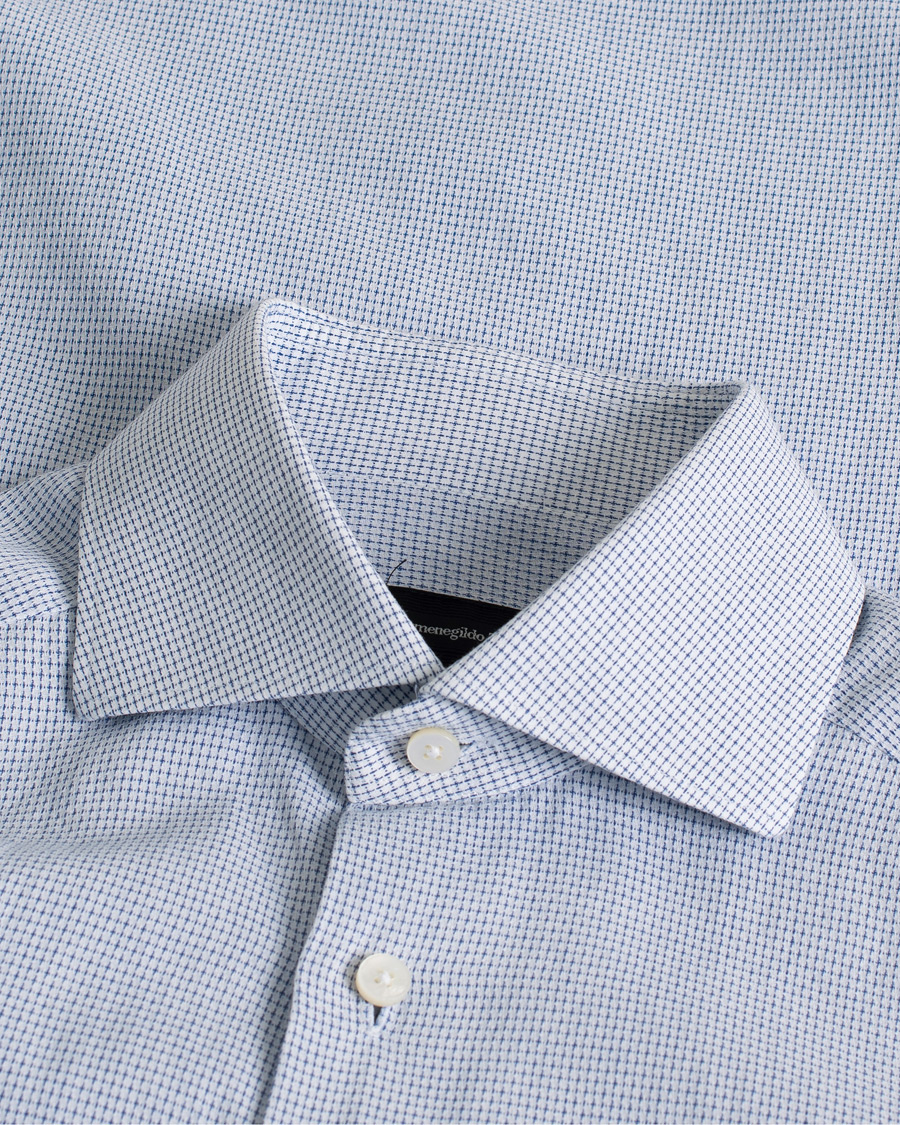 Heren | Overhemden | Pre-owned | Ermenegildo Zegna Slim Fit Cotton Blend Shirt Light Blue Check 38 - S