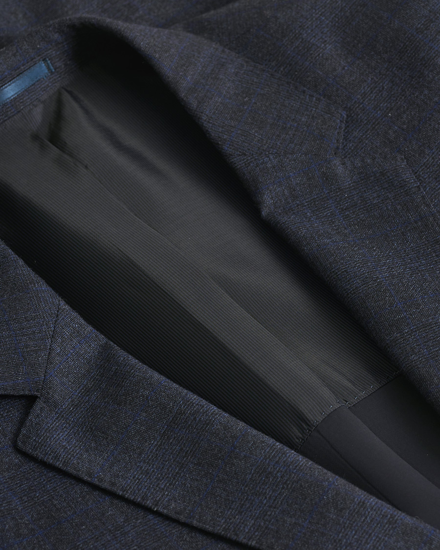 Heren | Blazers | Pre-owned | BOSS Huge/Genius Slim Fit Wool Suit Check Blue 50