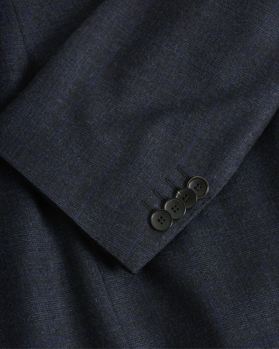 Heren | Blazers | Pre-owned | BOSS Huge/Genius Slim Fit Wool Suit Check Blue 50