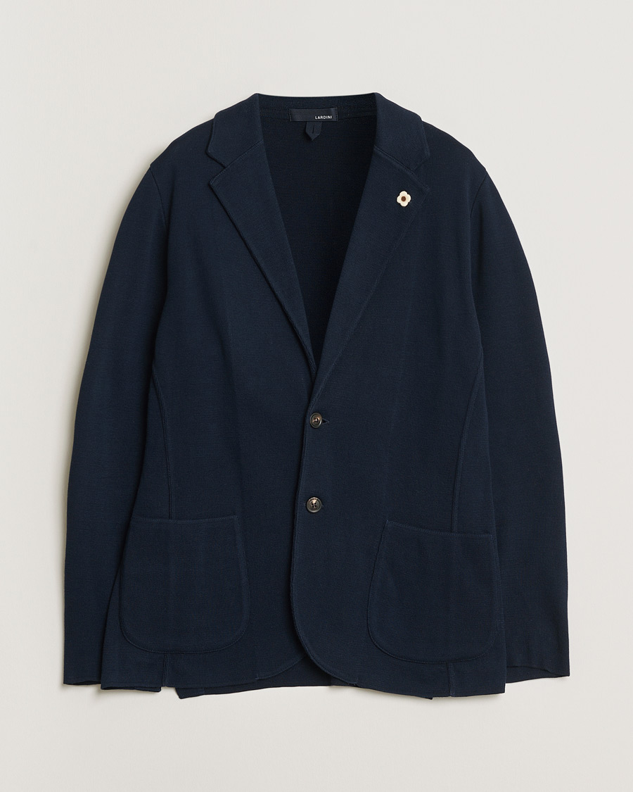 Heren | Pre-owned Blazers | Pre-owned | Lardini Knitted Cotton Blazer Navy M