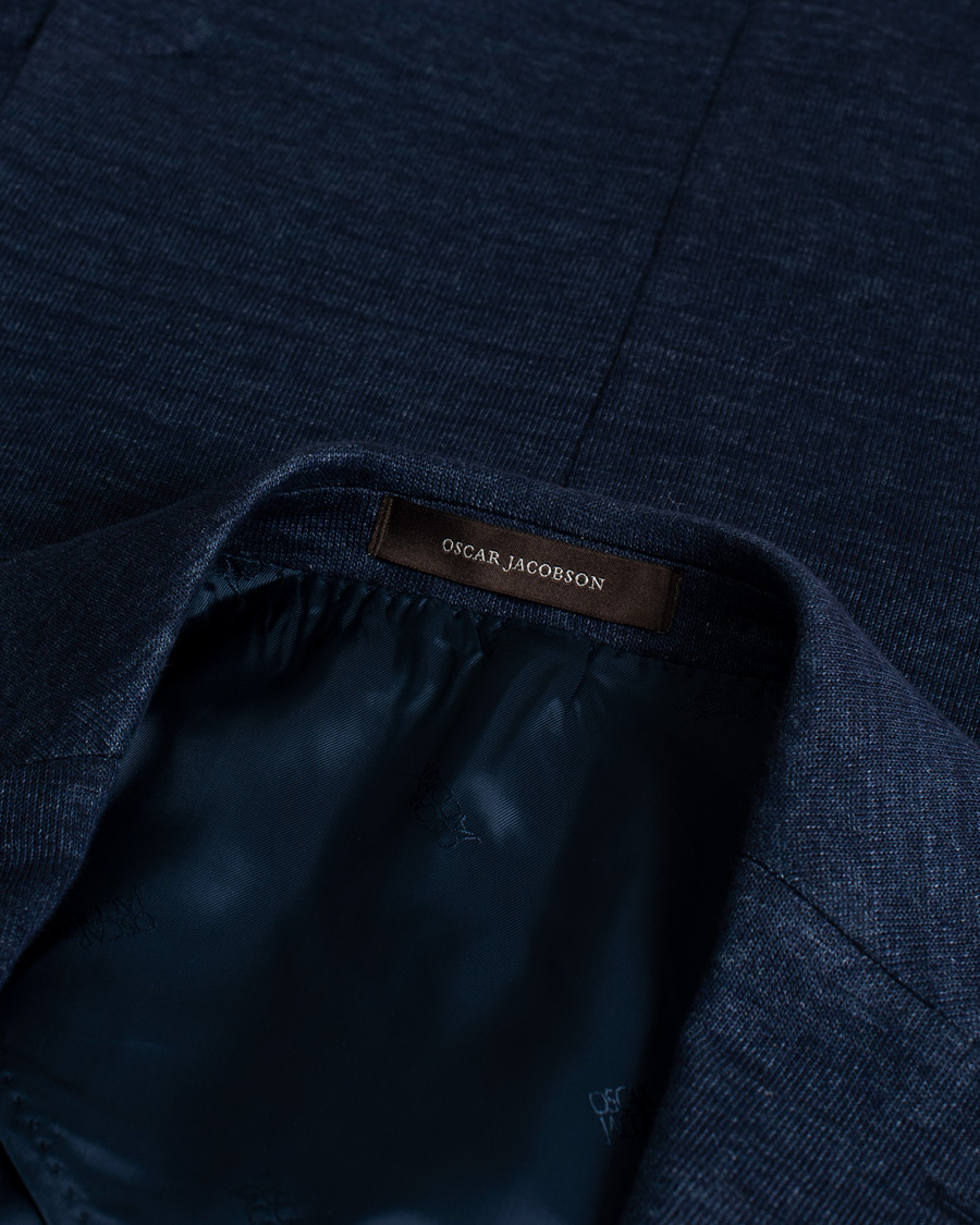 Heren | Blazers | Pre-owned | Oscar Jacobson Egel Patch Linen Blazer Blue 50