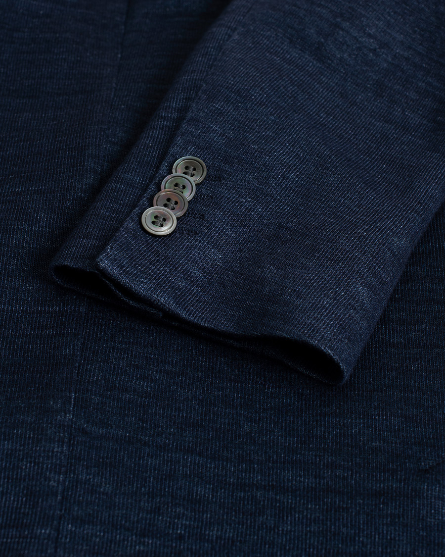 Heren | Blazers | Pre-owned | Oscar Jacobson Egel Patch Linen Blazer Blue 50