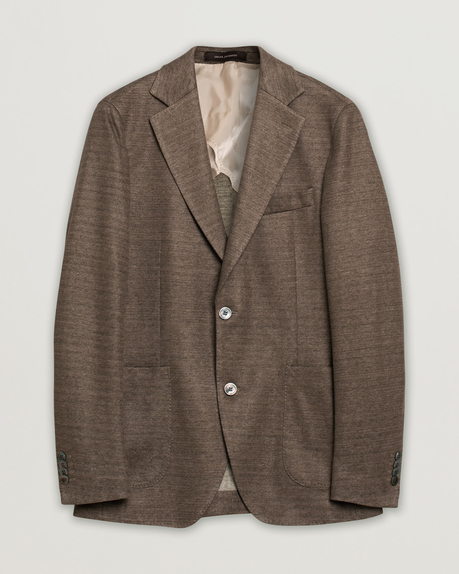 Heren | Blazers | Pre-owned | Oscar Jacobson Egel Patch Linen Blazer Brown 50