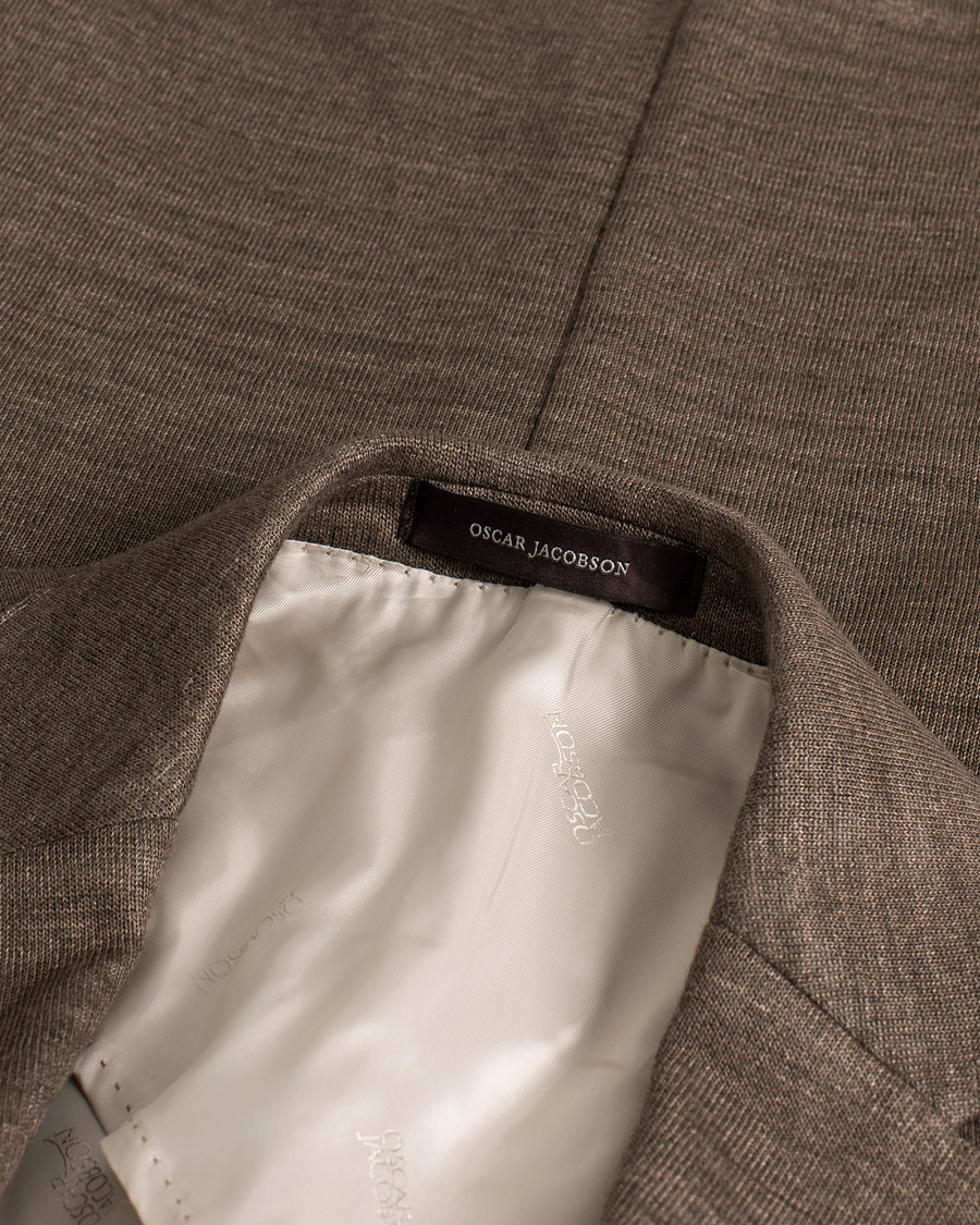 Heren | Blazers | Pre-owned | Oscar Jacobson Egel Patch Linen Blazer Brown 50