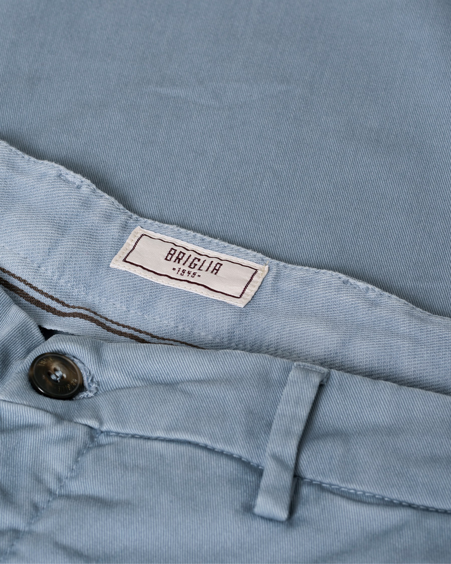 Heren | Broeken | Pre-owned | Briglia 1949 Slim Fit Cotton Chinos Light Blue
