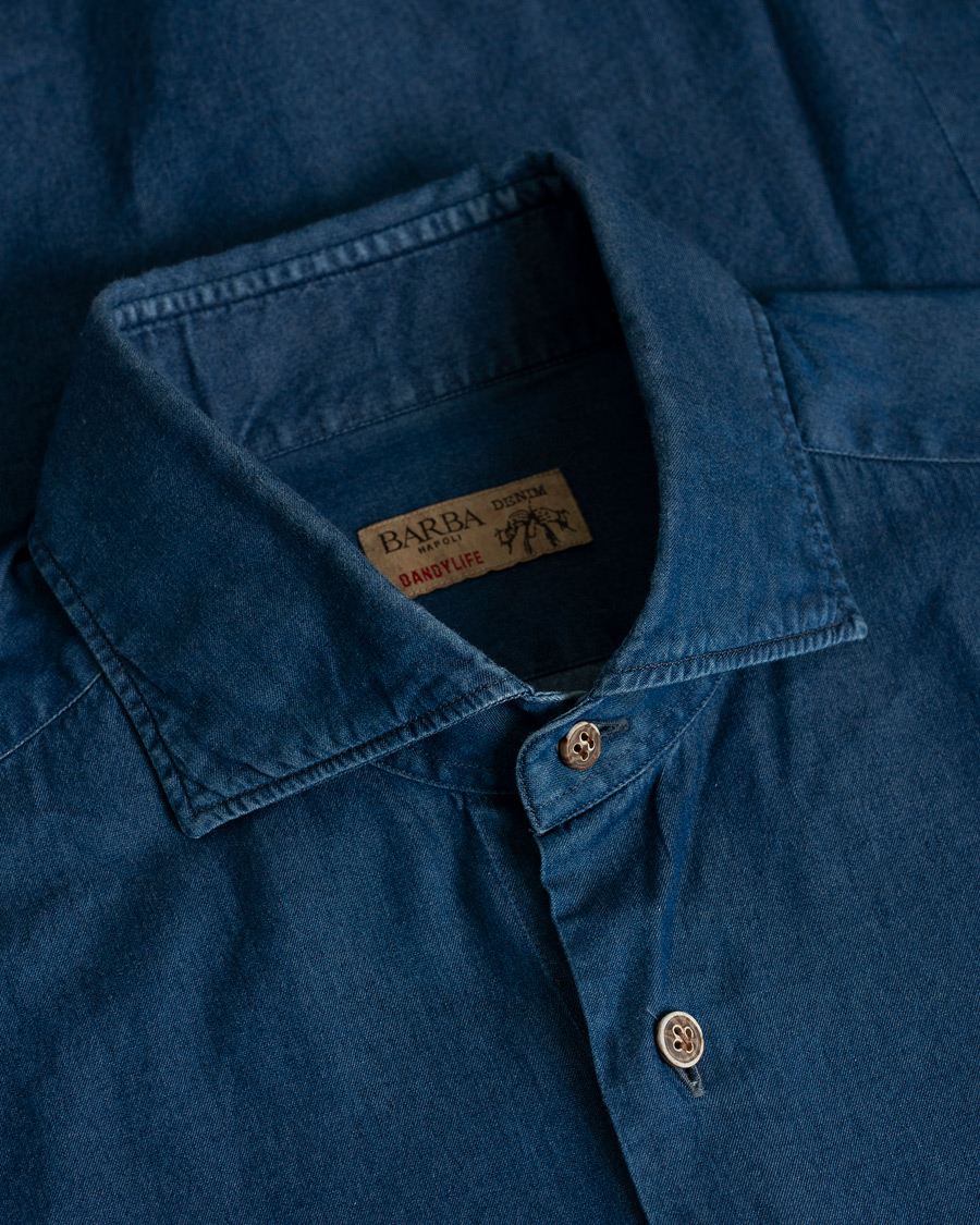 Heren | Overhemden | Pre-owned | Barba Napoli Dandylife Denim Slim Fit Shirt Dark Blue 41 - L