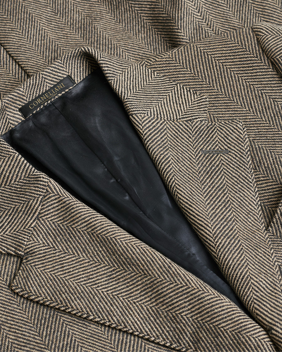 Heren | Pre-owned Jassen | Pre-owned | Corneliani Cashmere Blend Herringbone Coat Brown 46