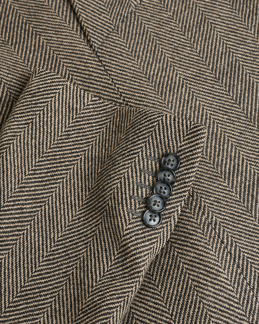 Heren | Pre-owned Jassen | Pre-owned | Corneliani Cashmere Blend Herringbone Coat Brown 46