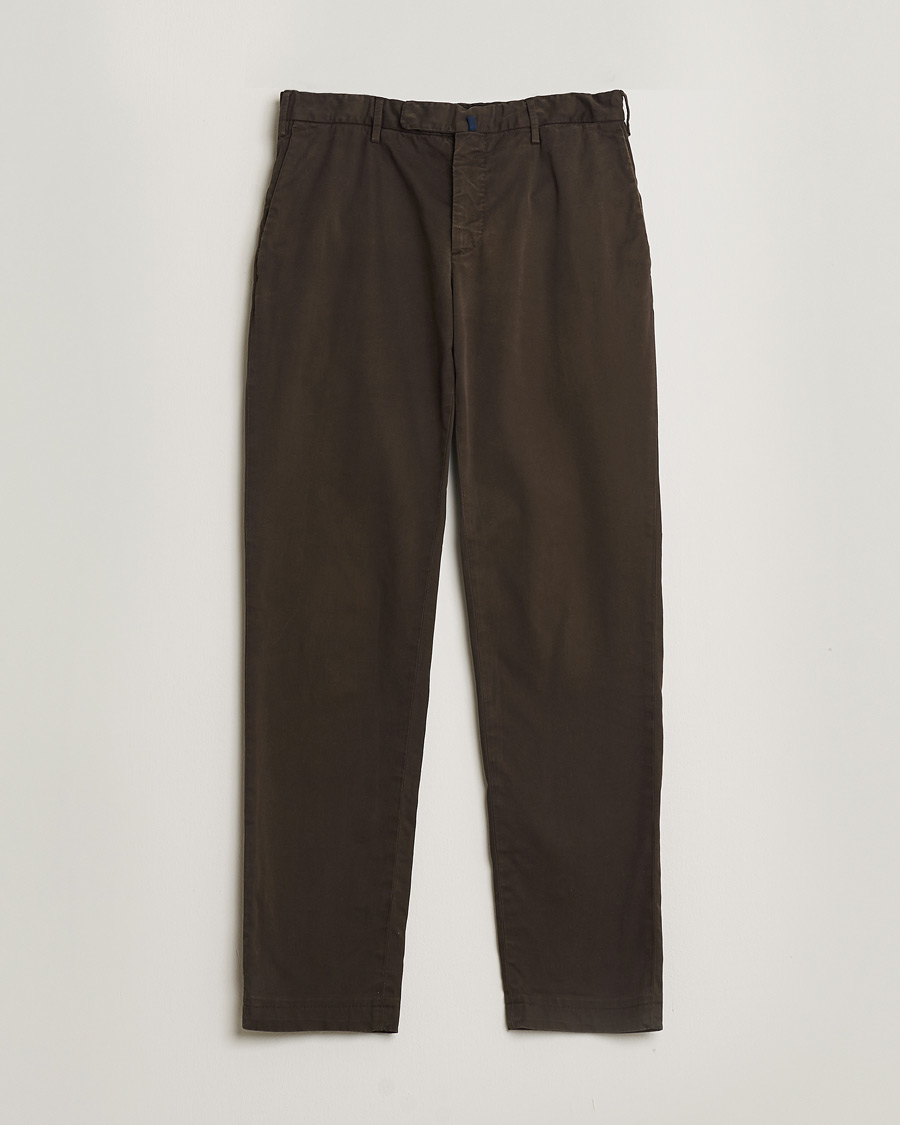 Heren | Pre-owned Broeken | Pre-owned | Incotex Slim Fit Cotton Stretch Chinos Dark Brown 48