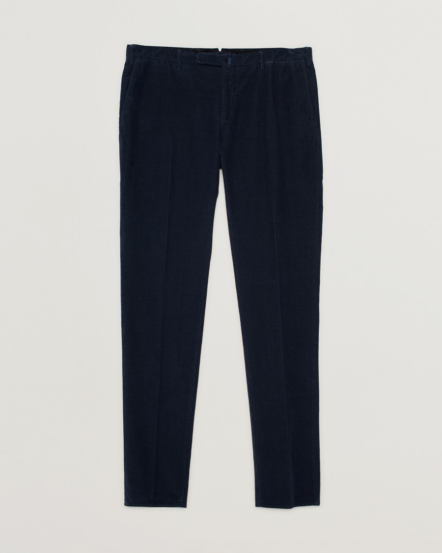 Heren | Incotex Slim Fit Soft Corduroy Trousers Navy | Pre-owned | Incotex Slim Fit Soft Corduroy Trousers Navy