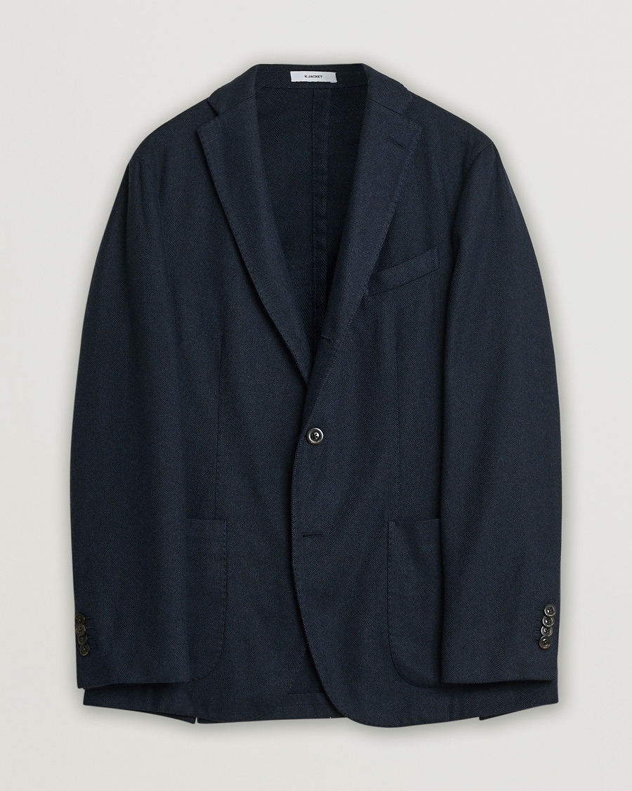 Heren | Pre-owned Blazers | Pre-owned | Boglioli K Jacket Herringbone Wool Blazer Navy 46