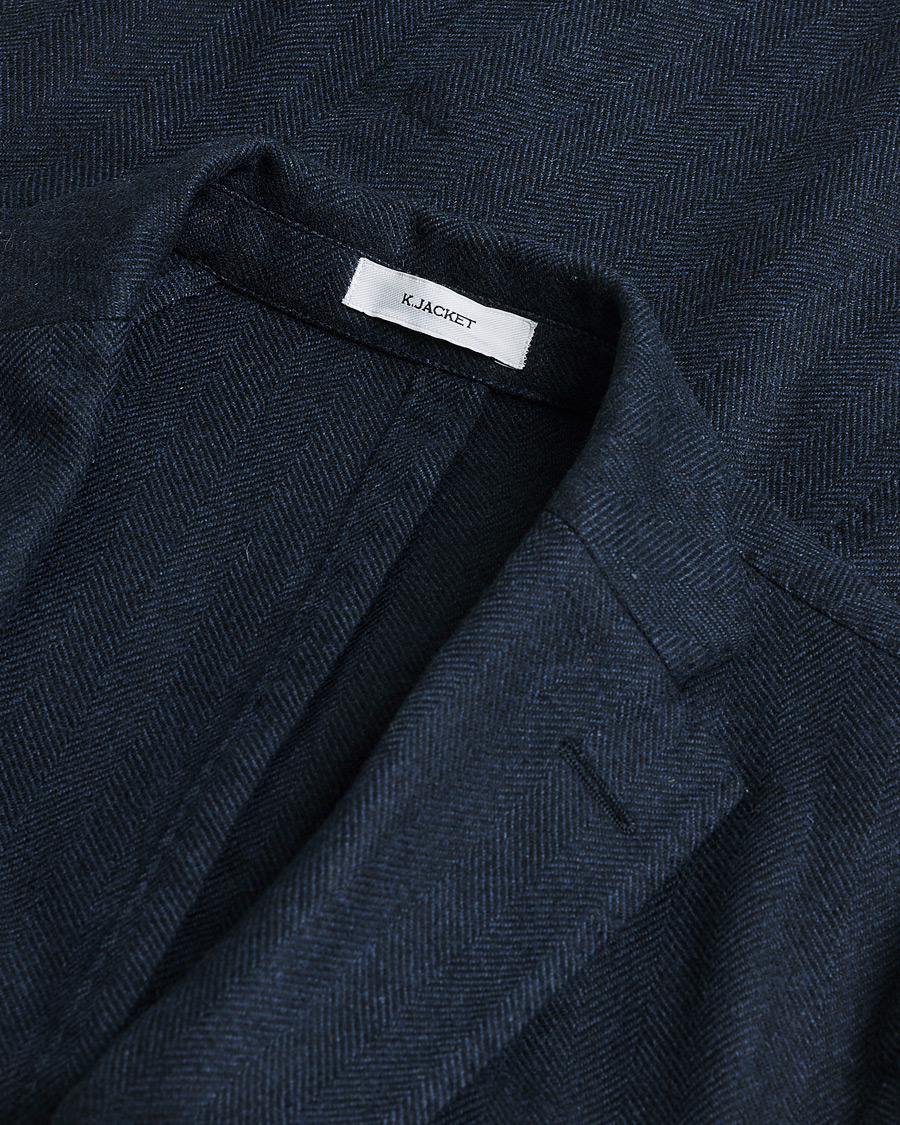 Heren | Pre-owned Blazers | Pre-owned | Boglioli K Jacket Herringbone Wool Blazer Navy 46
