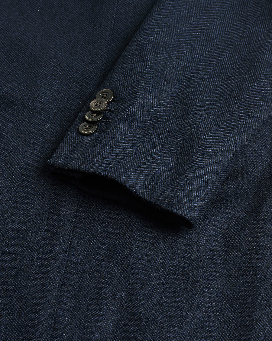 Heren | Pre-owned Blazers | Pre-owned | Boglioli K Jacket Herringbone Wool Blazer Navy 46
