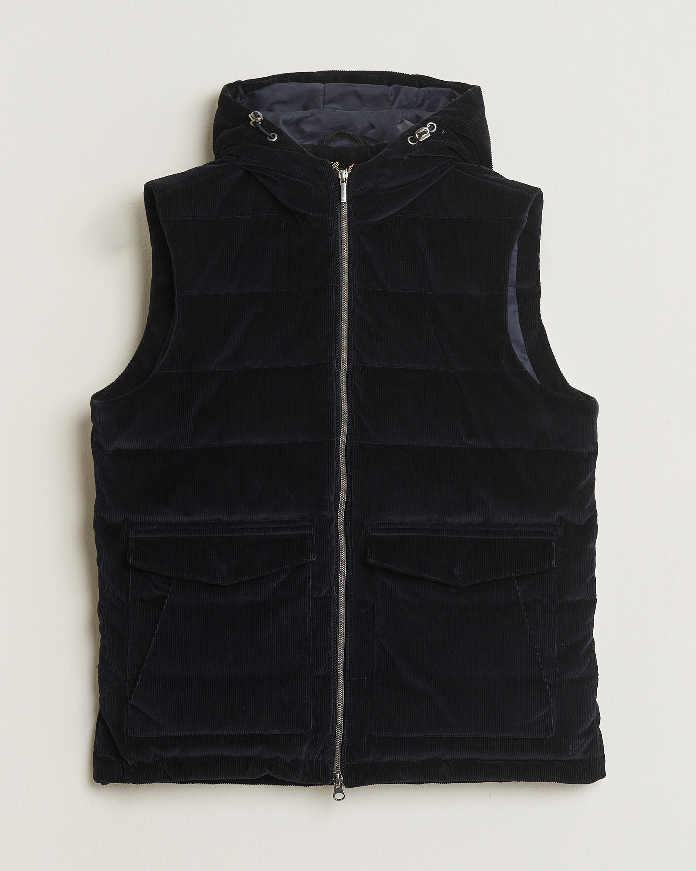 Heren | Pre-owned Jassen | Pre-owned | Stenströms Hooded Corduroy Vest Navy M