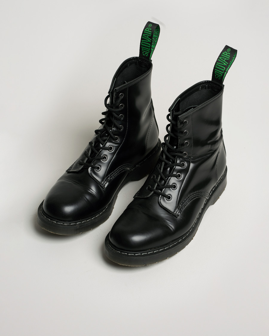 Heren | Solovair 8 Eye Derby Boot Black Shine | Pre-owned | Solovair 8 Eye Derby Boot Black Shine