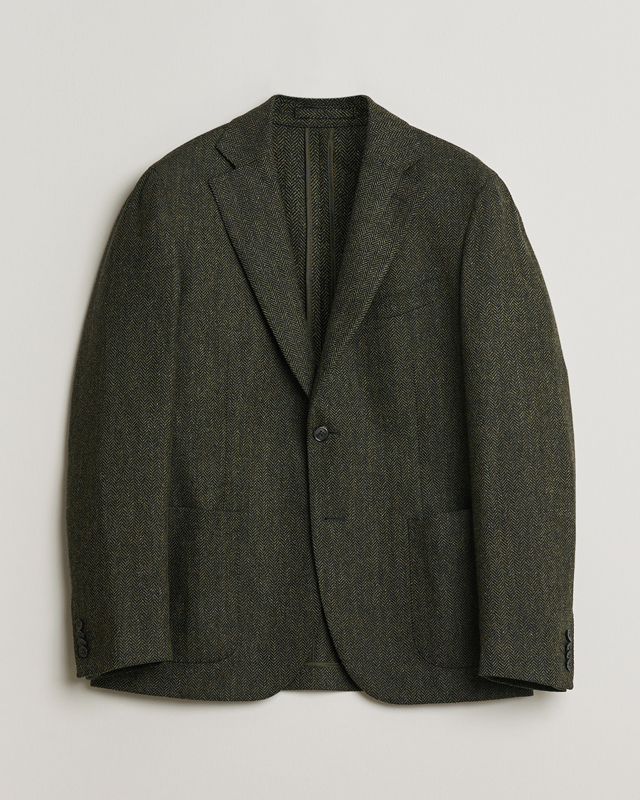 Heren | Pre-owned Blazers | Pre-owned | L.B.M. 1911 Herringbone Wool Blazer Green 52