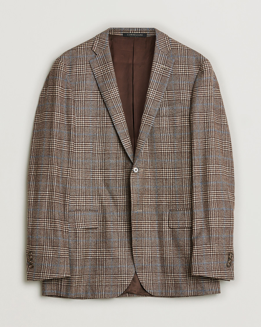 Heren | Pre-owned Blazers | Pre-owned | Corneliani Check Wool Blazer Brown 52