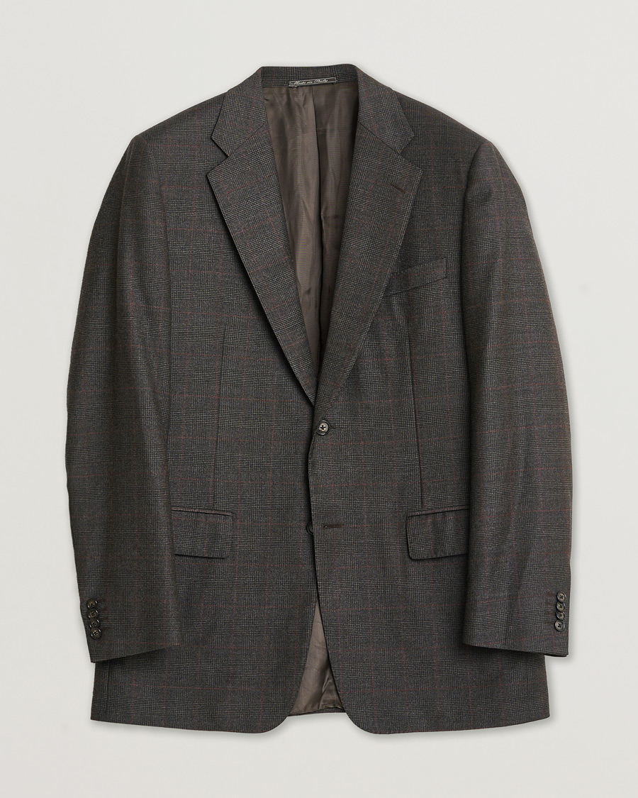 Heren | Pre-owned Blazers | Pre-owned | Corneliani Check Wool Blazer Brown 50