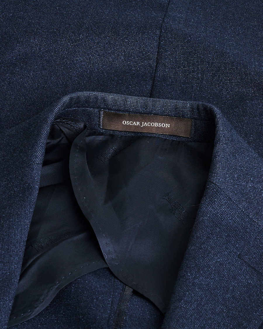 Heren | Oscar Jacobson Einar Wool Flannel Blazer Blue Melange 46 | Pre-owned | Oscar Jacobson Einar Wool Flannel Blazer Blue Melange 46