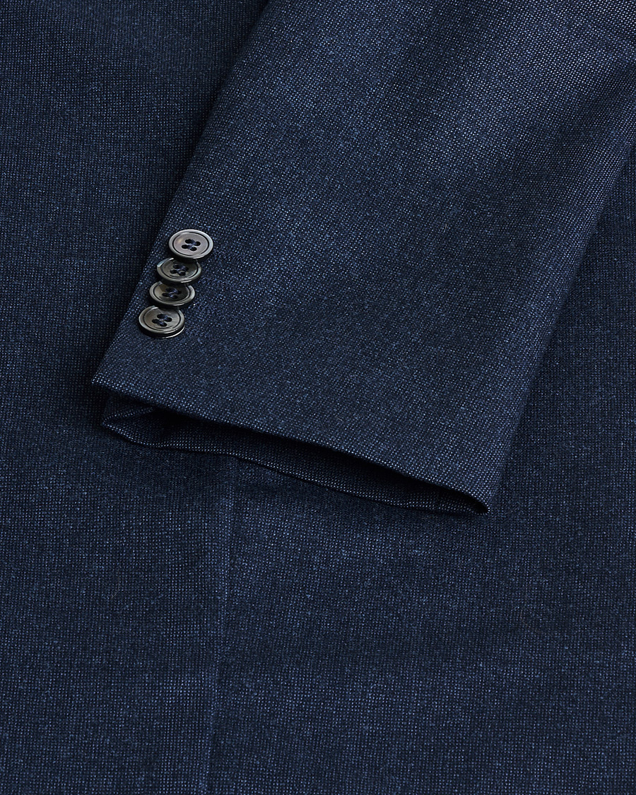 Heren | Oscar Jacobson Einar Wool Flannel Blazer Blue Melange 46 | Pre-owned | Oscar Jacobson Einar Wool Flannel Blazer Blue Melange 46