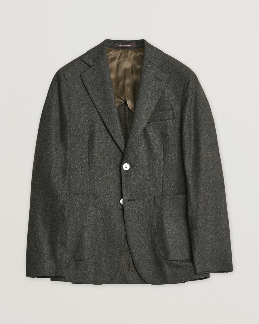 Heren | Pre-owned Blazers | Pre-owned | Oscar Jacobson Edgar Wool Flannel Blazer Brown 44