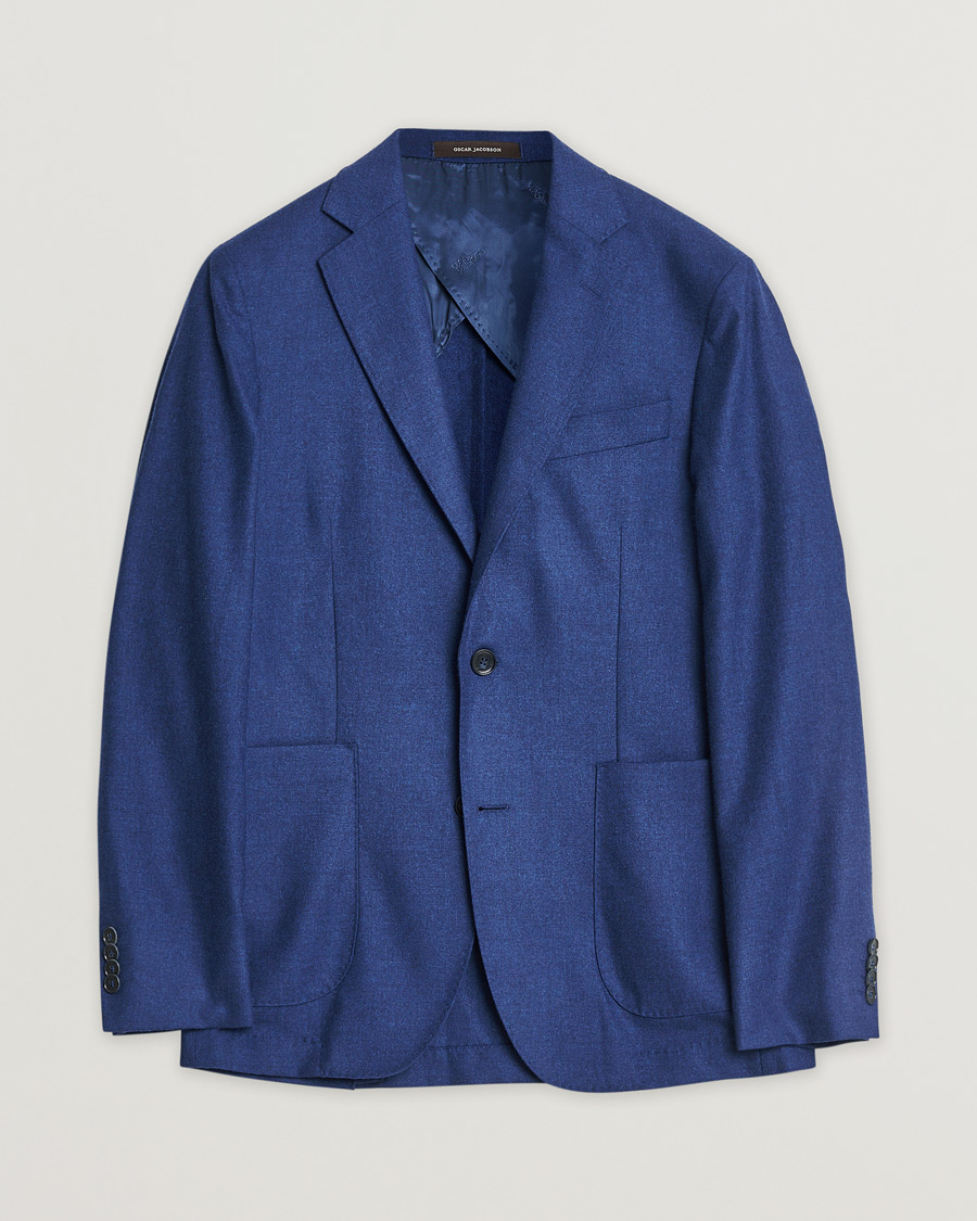 Heren | Pre-owned Blazers | Pre-owned | Oscar Jacobson Einar Cashmere Flannel Blazer Blue 44