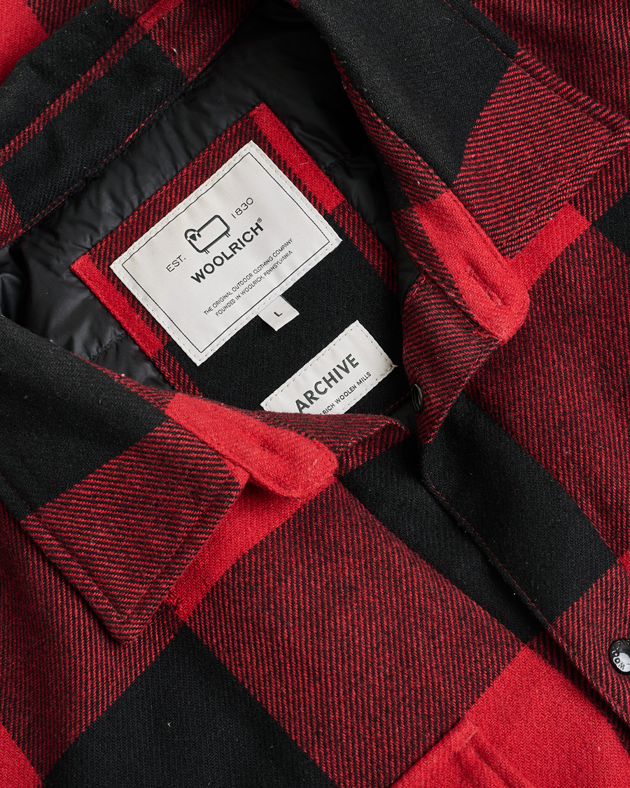 Heren | Pre-owned Jassen | Pre-owned | Woolrich Alaskan Wool Padded Overshirt Red Buffalo