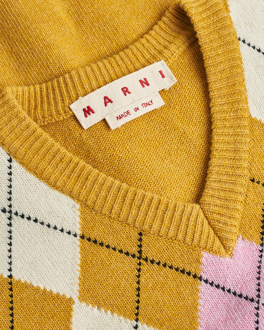 Heren | Pre-owned Truien | Pre-owned | Marni Shetland Argyle Knit Vest White/Yellow 48ashmere Hoodie Beige S