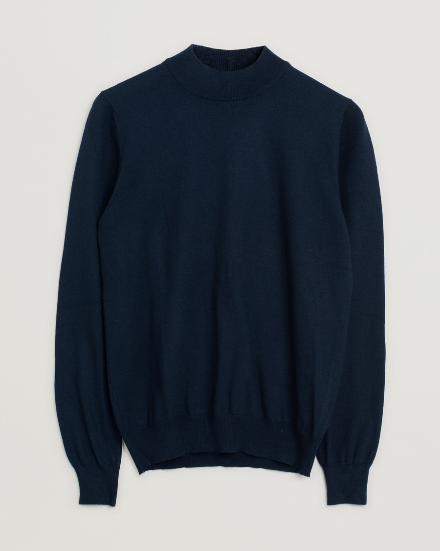Heren | Truien | Pre-owned | Gran Sasso Mock Neck Navy