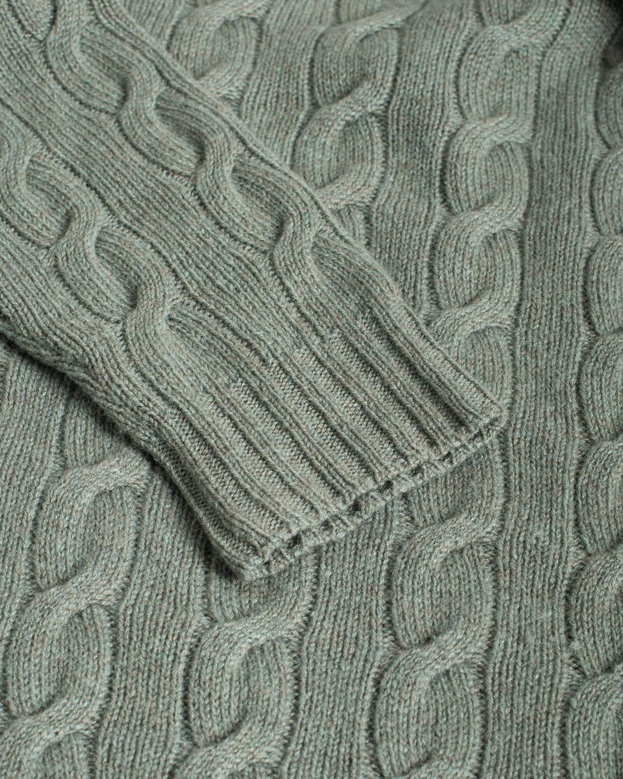 Heren | Truien | Pre-owned | Ralph Lauren Purple Label Cashmere Cable Crew Neck Sweater Sea Spray