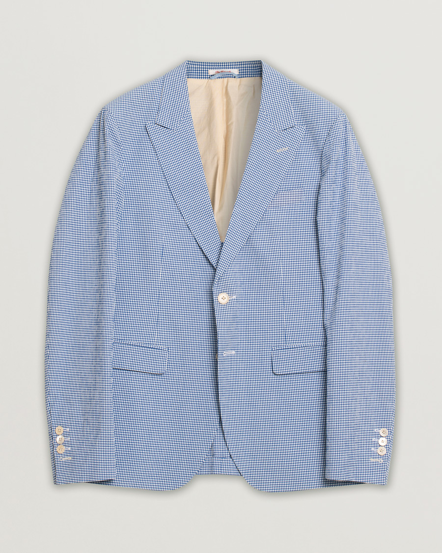 Heren | Gant Rugger The Hopsack Seersucker Checked Blazer Blue 50 | Pre-owned | Gant Rugger The Hopsack Seersucker Checked Blazer Blue 50