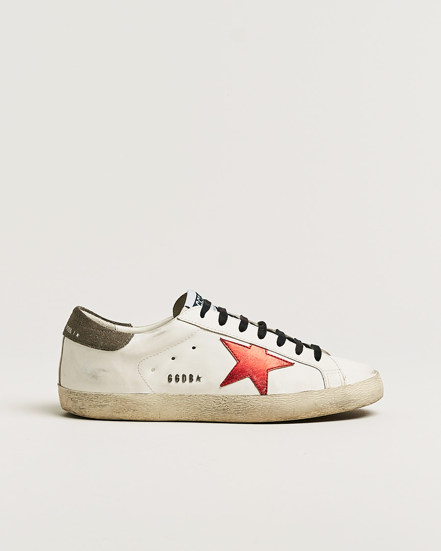 Heren | Golden Goose Deluxe Brand Super-Star Sneakers White/Red | Pre-owned | Golden Goose Deluxe Brand Super-Star Sneakers White/Red