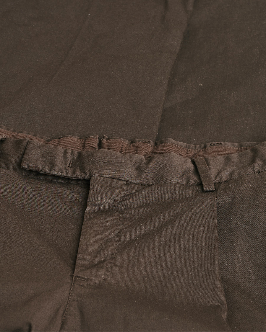 Heren | Pre-owned Broeken | Pre-owned | PT01 Slim Fit Pleated Linen Blend Trousers Chocolate