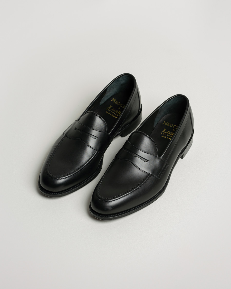 Heren | Loake 1880 Hornbeam Eco Penny Loafer Black | Pre-owned | Loake 1880 Hornbeam Eco Penny Loafer Black