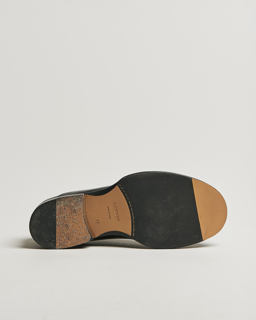 Heren | Lanvin Leather Derby Black Calf | Pre-owned | Lanvin Leather Derby Black Calf