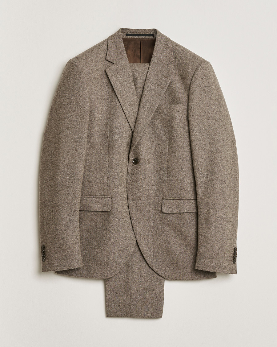 Heren | Pre-owned Pakken | Pre-owned | Tiger of Sweden Brushed Wool Suit Taupe 48/46