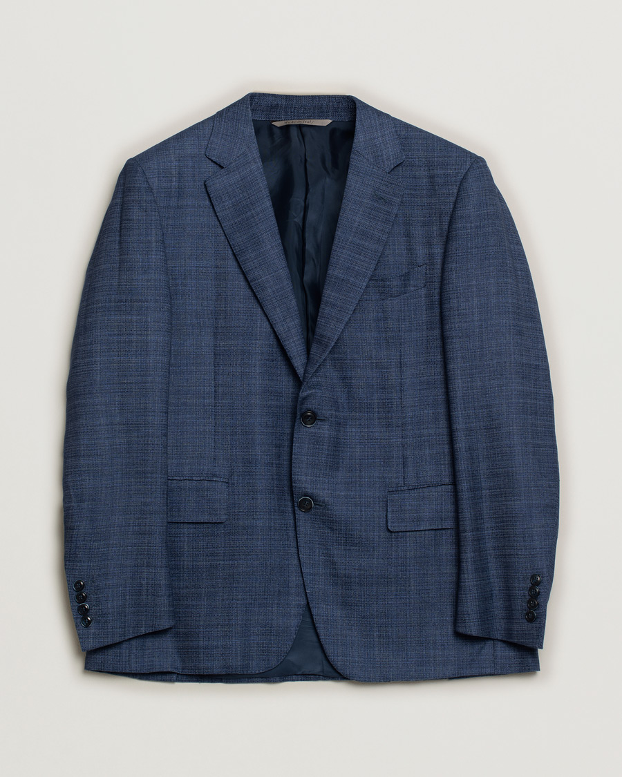 Heren | Blazers | Pre-owned | Canali Wool Silk & Linen Blazer Blue Melange 50