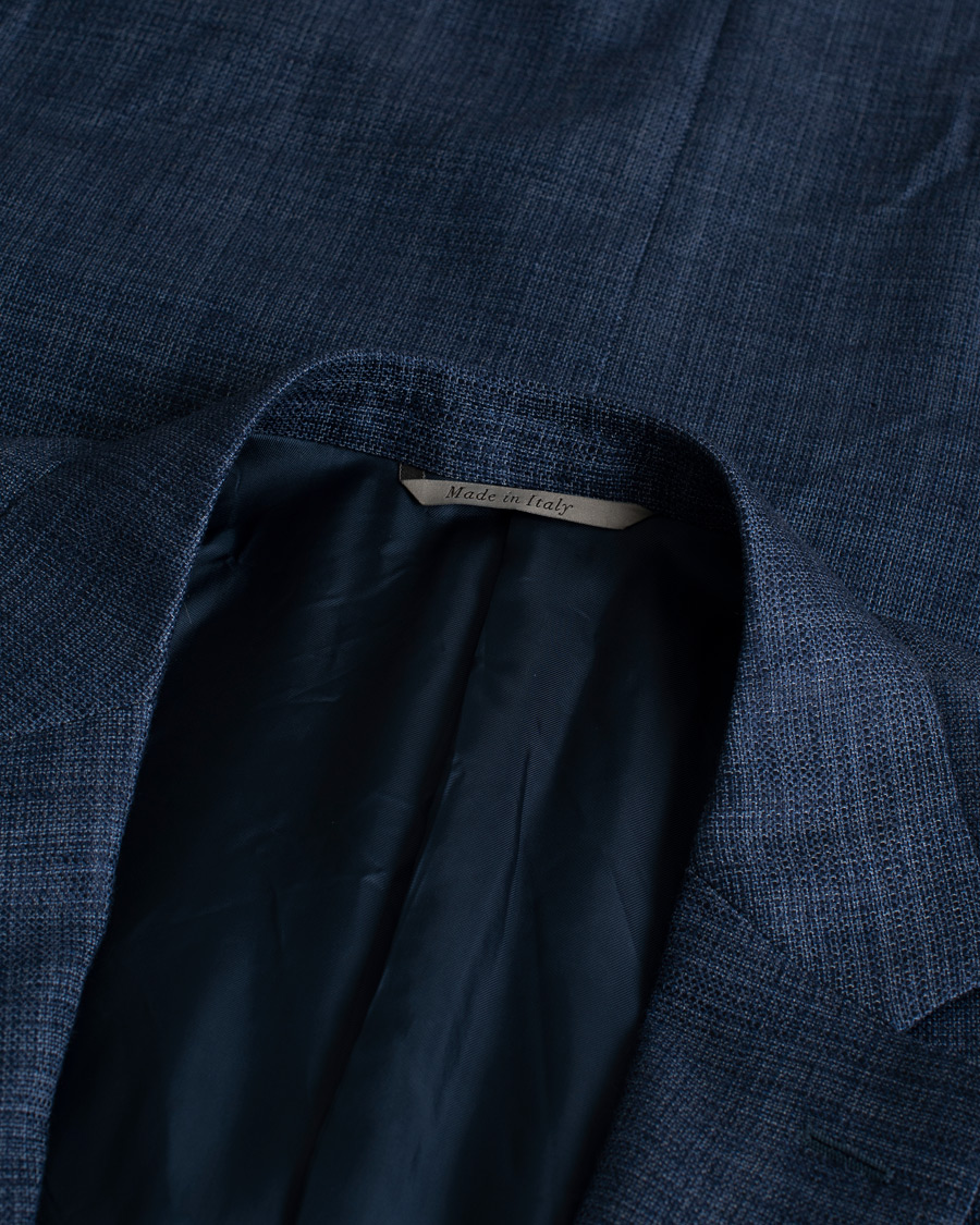 Heren | Blazers | Pre-owned | Canali Wool Silk & Linen Blazer Blue Melange 50