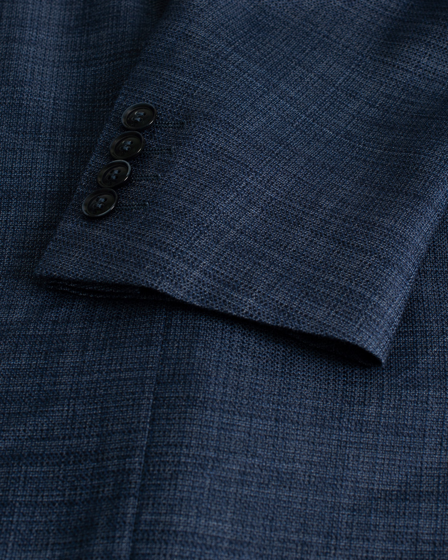Heren | Blazers | Pre-owned | Canali Wool Silk & Linen Blazer Blue Melange 50